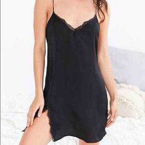 Urban Outfitters Black Silk Slip Dress